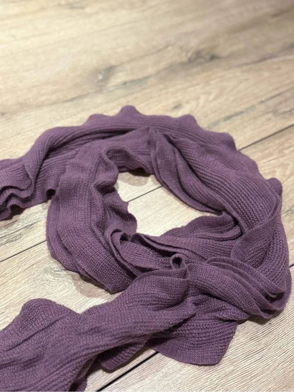 Ruffle Knit Fringe Scarf Plum Long Soft Stretch Wrap Shawl Renee’s NYC